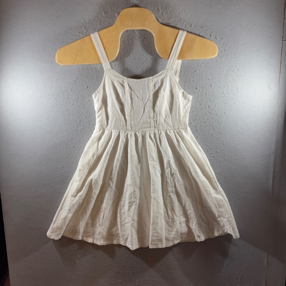 3011 | NWT Boho Coastal Linen Blend Smocked Sun Dress White Summer Womens XS